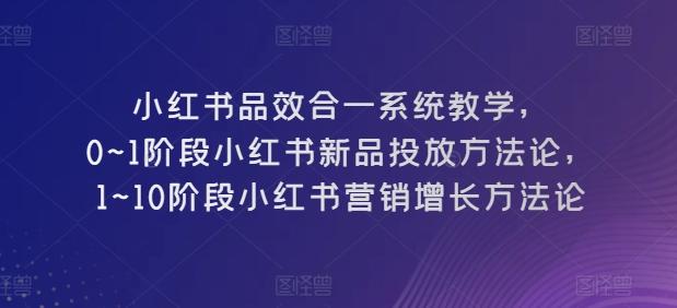 小红书品效合一系统教学，​0~1阶段小红书新品投放方法论，​1~10阶段小红书营销增长方法论-桀创项目掘金社