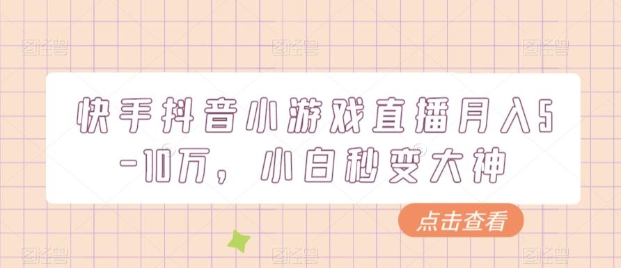 快手抖音小游戏直播月入5-10万，小白秒变大神-桀创项目掘金社