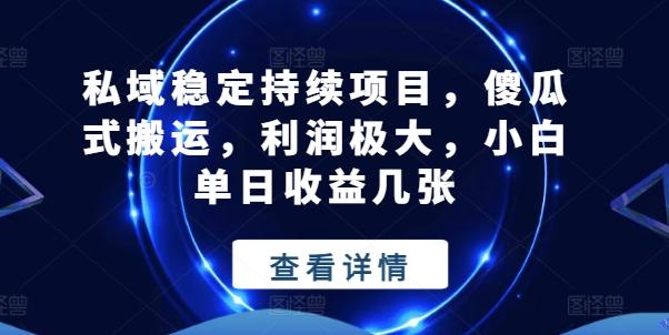私域稳定持续项目，傻瓜式搬运，利润极大，小白单日收益几张【揭秘】-桀创项目掘金社