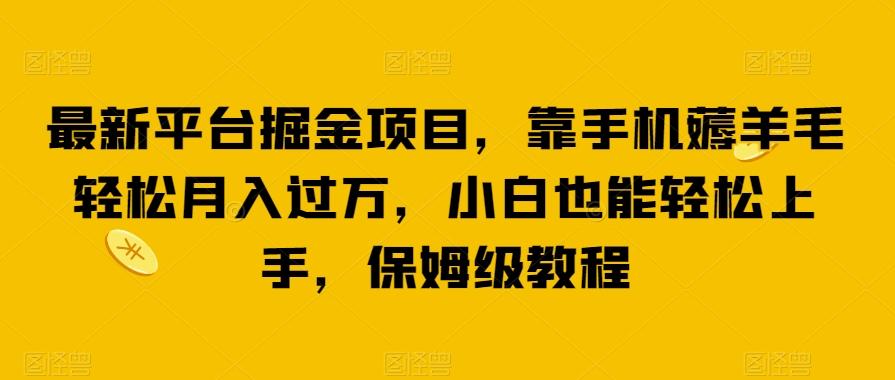 最新平台掘金项目，靠手机薅羊毛轻松月入过万，小白也能轻松上手，保姆级教程【揭秘】-桀创项目掘金社