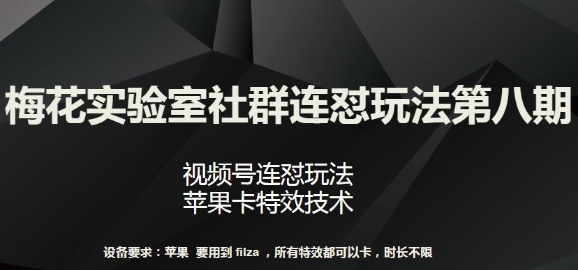梅花实验室社群连怼玩法第八期，视频号连怼玩法 苹果卡特效技术【揭秘】-桀创项目掘金社