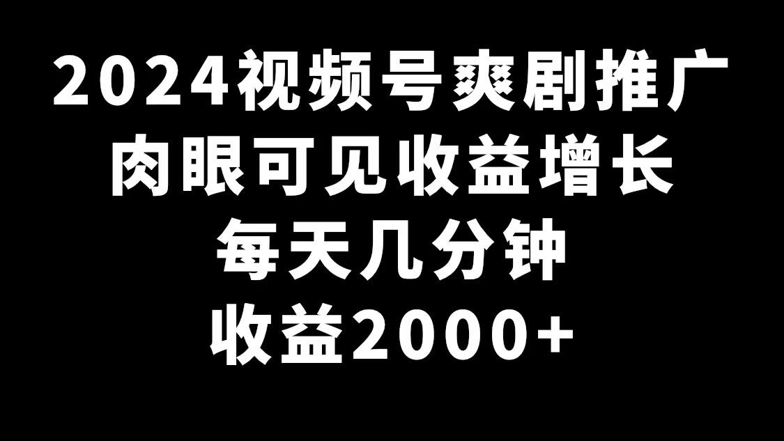 2024视频号爽剧推广，肉眼可见的收益增长，每天几分钟收益2000+-桀创项目掘金社
