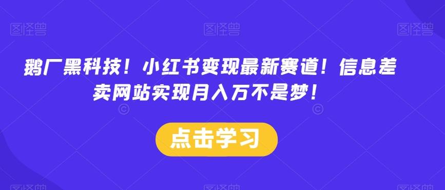 鹅厂黑科技！小红书变现最新赛道！信息差卖网站实现月入万不是梦！-桀创项目掘金社