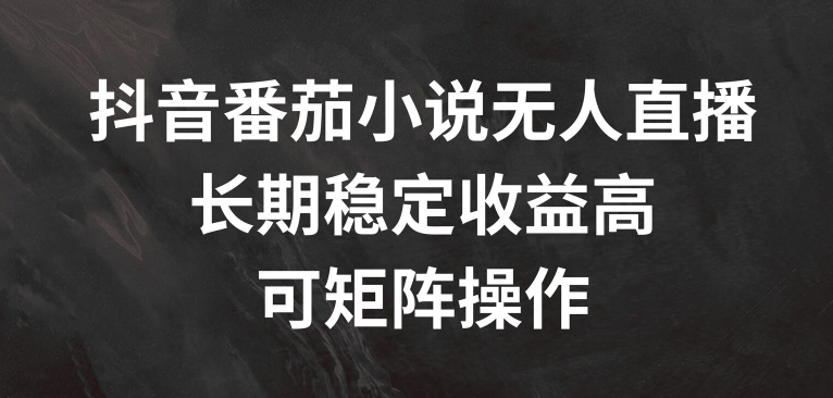 抖音番茄小说无人直播，长期稳定收益高，可矩阵操作【揭秘】-桀创项目掘金社