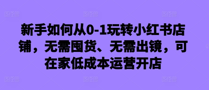新手如何从0-1玩转小红书店铺，无需囤货、无需出镜，可在家低成本运营开店-桀创项目掘金社