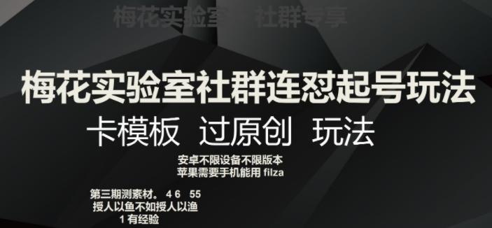梅花实验室社群连怼起号玩法，卡模板过原创玩法【揭秘】-桀创项目掘金社