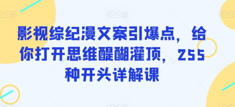影视综纪漫文案引爆点，给你打开思维醍醐灌顶，255种开头详解课-桀创项目掘金社