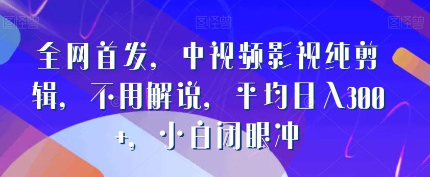 全网首发，中视频影视纯剪辑，不用解说，平均日入300+，小白闭眼冲-桀创项目掘金社