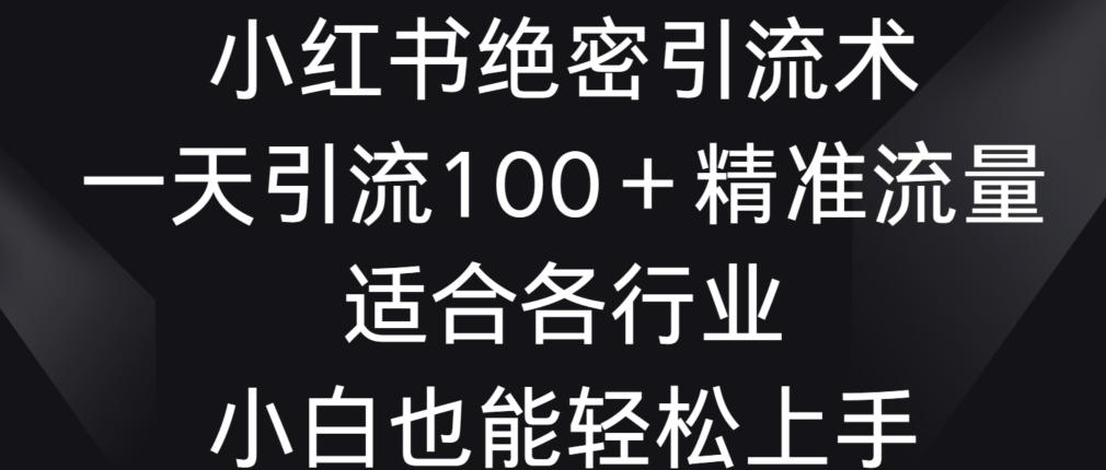 小红书绝密引流术，一天引流100+精准流量，适合各个行业，小白也能轻松上手【揭秘】-桀创项目掘金社