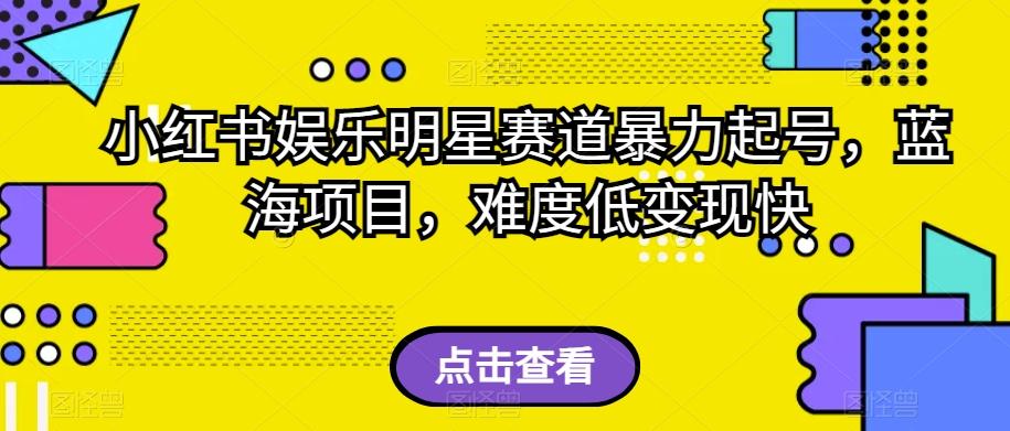 小红书娱乐明星赛道暴力起号，蓝海项目，难度低变现快【揭秘】-桀创项目掘金社