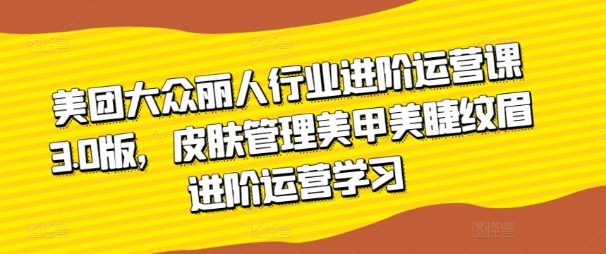 美团大众丽人行业进阶运营课3.0版，皮肤管理美甲美睫纹眉进阶运营学习-桀创项目掘金社