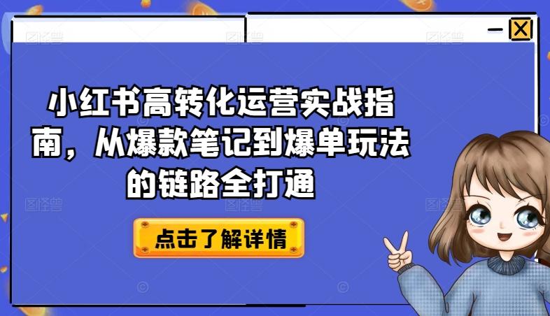小红书高转化运营实战指南，从爆款笔记到爆单玩法的链路全打通-桀创项目掘金社