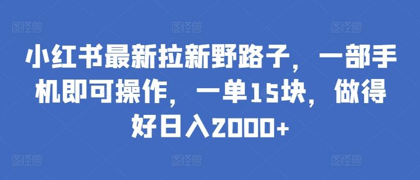 小红书最新拉新野路子，一部手机即可操作，一单15块，做得好日入2000+【揭秘】-桀创项目掘金社