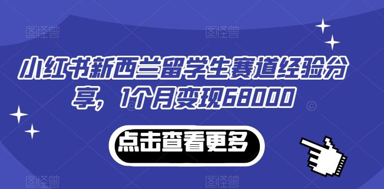 小红书新西兰留学生赛道经验分享，1个月变现68000【揭秘】-桀创项目掘金社