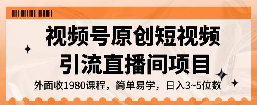 视频号原创短视频引流直播间项目，日入3~5五位数【揭秘】-桀创项目掘金社