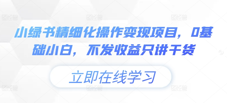 小绿书精细化操作变现项目，0基础小白，不发收益只讲干货-桀创项目掘金社