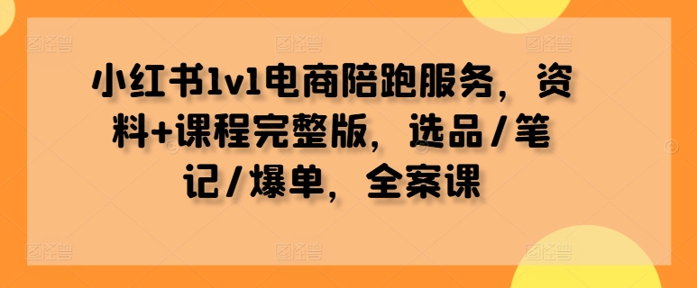 小红书1v1电商陪跑服务，资料+课程完整版，选品/笔记/爆单，全案课-桀创项目掘金社