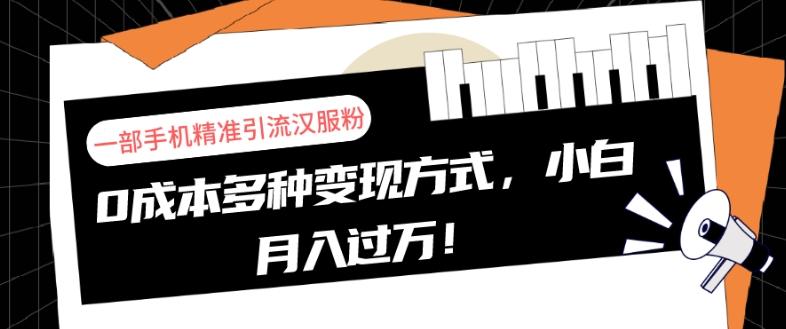 一部手机精准引流汉服粉，0成本多种变现方式，小白月入过万！-桀创项目掘金社