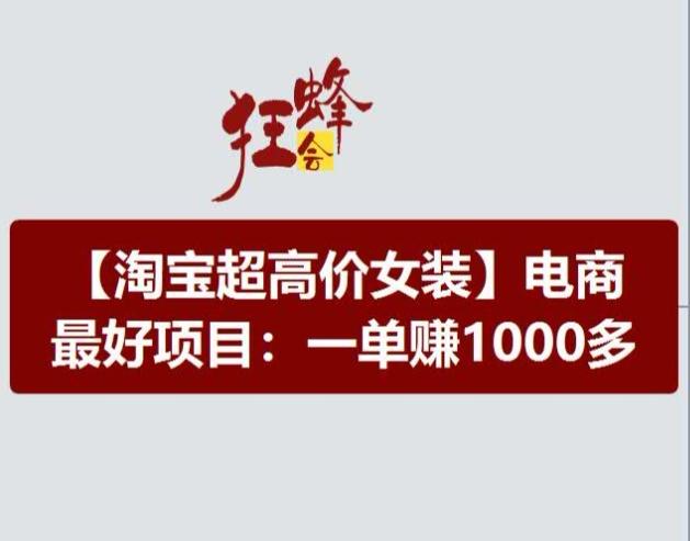 淘宝超高价女装项目，电商最好赛道，一单赚1000多-桀创项目掘金社