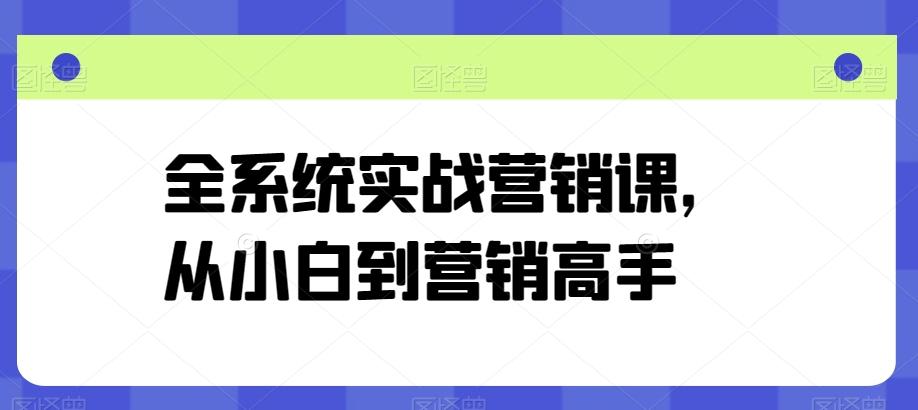 全系统实战营销课，从小白到营销高手-桀创项目掘金社