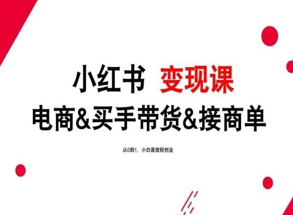 2024年最新小红书变现课，电商&买手带货&接商单，从0到1，小白高效轻创业-桀创项目掘金社