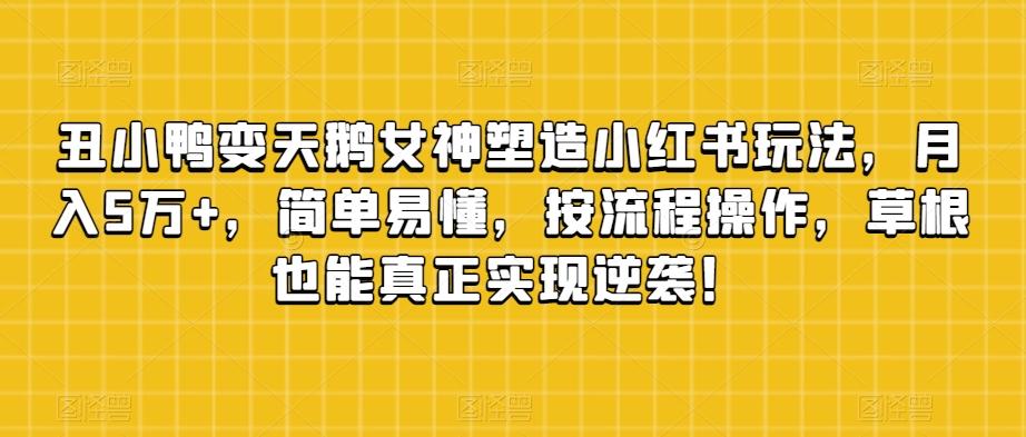 丑小鸭变天鹅女神塑造小红书玩法，月入5万+，简单易懂，按流程操作，草根也能真正实现逆袭！-桀创项目掘金社