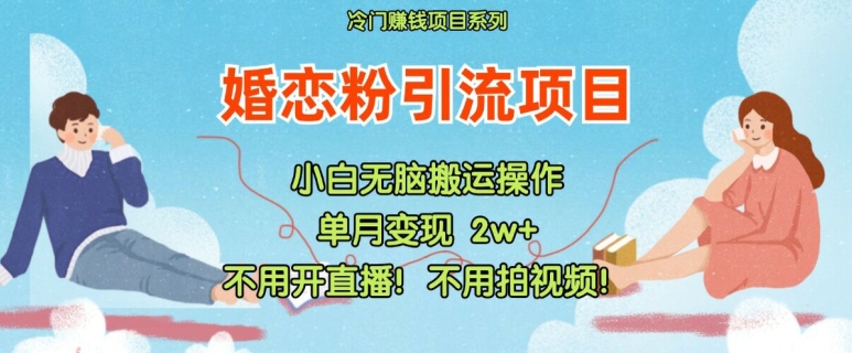 小红书婚恋粉引流，不用开直播，不用拍视频，不用做交付【揭秘】-桀创项目掘金社