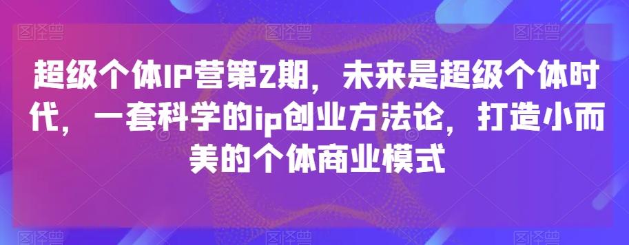 超级个体IP营第2期，未来是超级个体时代，一套科学的ip创业方法论，打造小而美的个体商业模式-桀创项目掘金社