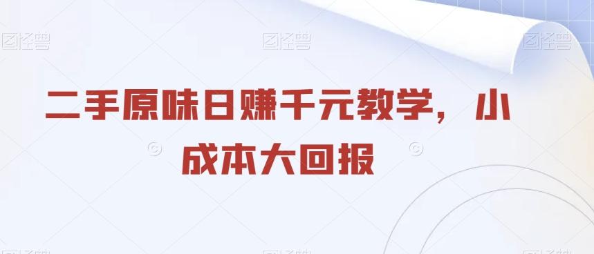 二手原味日赚千元教学，小成本大回报-桀创项目掘金社