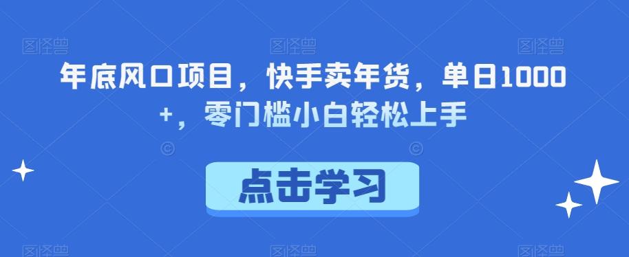 年底风口项目，快手卖年货，单日1000+，零门槛小白轻松上手-桀创项目掘金社