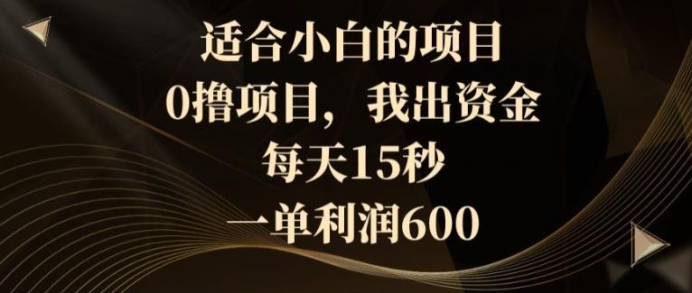 适合小白的项目，0撸项目，我出资金，每天15秒，一单利润600-桀创项目掘金社