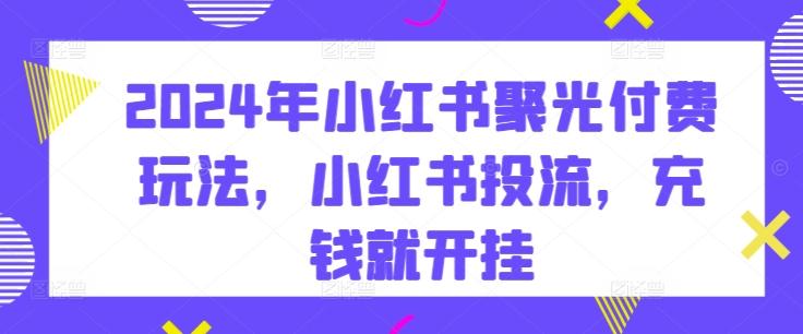 2024年小红书聚光付费玩法，小红书投流，充钱就开挂-桀创项目掘金社