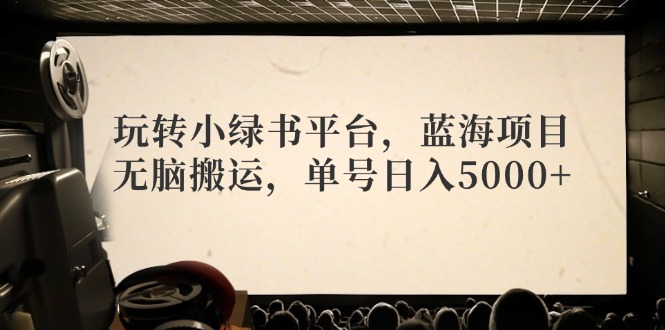 玩转小绿书平台，蓝海项目，无脑搬运，单号日入5000+-桀创项目掘金社