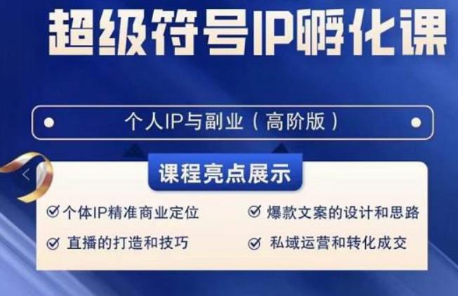 超级符号IP孵化高阶课，建立流量思维底层逻辑，打造属于自己IP（51节课）-桀创项目掘金社