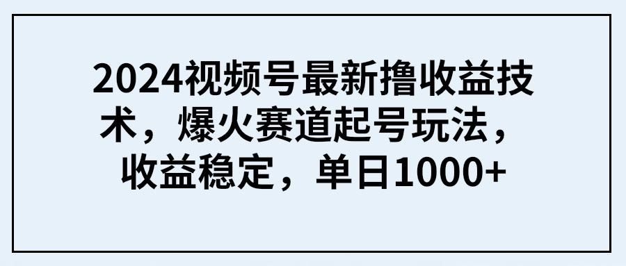 (9651期) 2024视频号最新撸收益技术，爆火赛道起号玩法，收益稳定，单日1000+-桀创项目掘金社