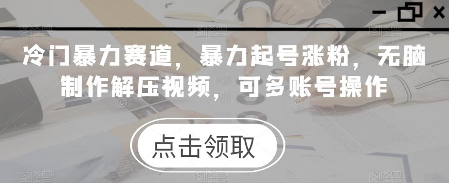 冷门暴力赛道，暴力起号涨粉，无脑制作解压视频，可多账号操作-桀创项目掘金社