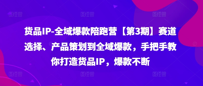 货品IP全域爆款陪跑营【第3期】赛道选择、产品策划到全域爆款，手把手教你打造货品IP，爆款不断-桀创项目掘金社