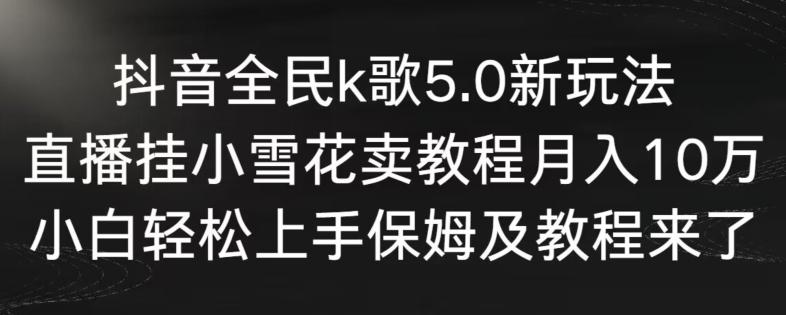 抖音全民k歌5.0新玩法，直播挂小雪花卖教程月入10万，小白轻松上手，保姆及教程来了【揭秘】-桀创项目掘金社