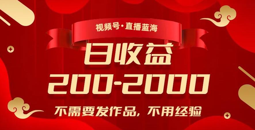 视频号直播蓝海，不需要发作品，不用经验，日入200-2000+【揭秘】-桀创项目掘金社