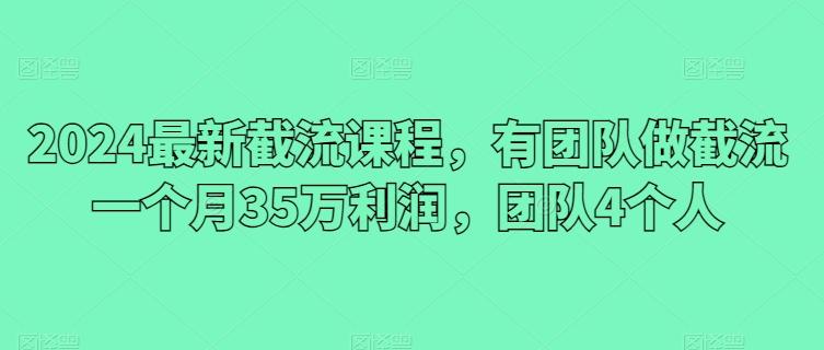 2024最新截流课程，有团队做截流一个月35万利润，团队4个人-桀创项目掘金社