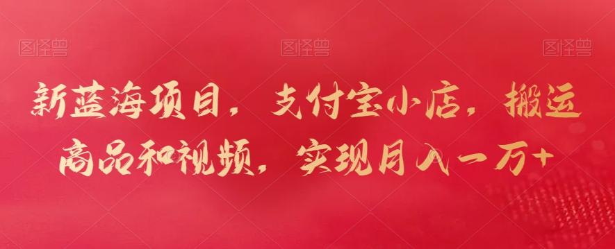 新蓝海项目，支付宝小店，搬运商品和视频，实现月入一万+【揭秘】-桀创项目掘金社