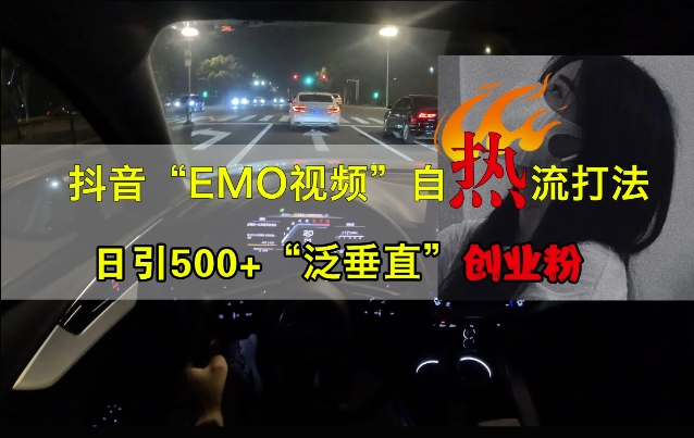 抖音EMO视频自热打法，日引500+“泛垂直”创业粉-桀创项目掘金社