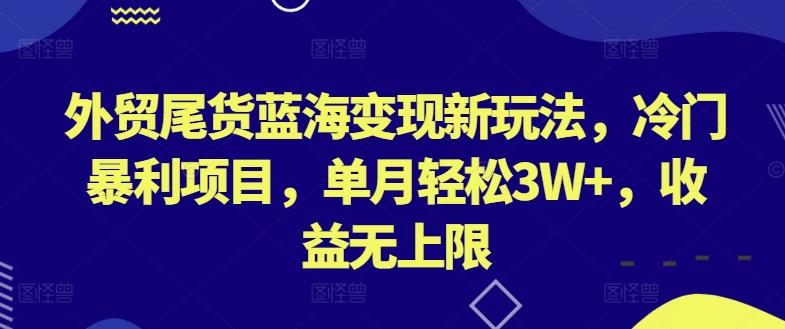 外贸尾货蓝海变现新玩法，冷门暴利项目，单月轻松3W+，收益无上限【揭秘】-桀创项目掘金社