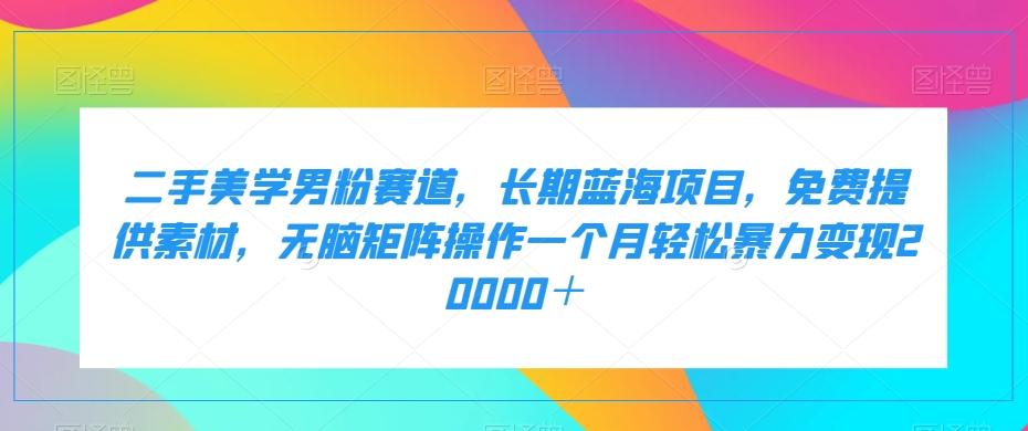 二手美学男粉赛道，长期蓝海项目，无脑矩阵操作一个月轻松暴力变现20000＋-桀创项目掘金社