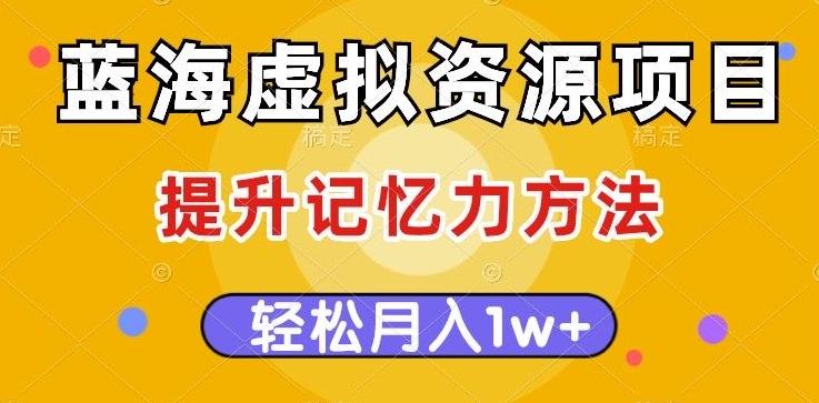 蓝海虚拟资源项目，提升记忆力方法，多种变现方式，轻松月入1w+【揭秘】-桀创项目掘金社