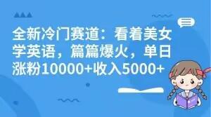 全新冷门赛道：看着美女学英语，篇篇爆火，单日涨粉10000+收入5000+-桀创项目掘金社