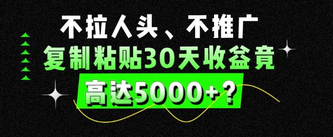 不拉人头、不推广，复制粘贴30天收益竟高达5000+？-桀创项目掘金社