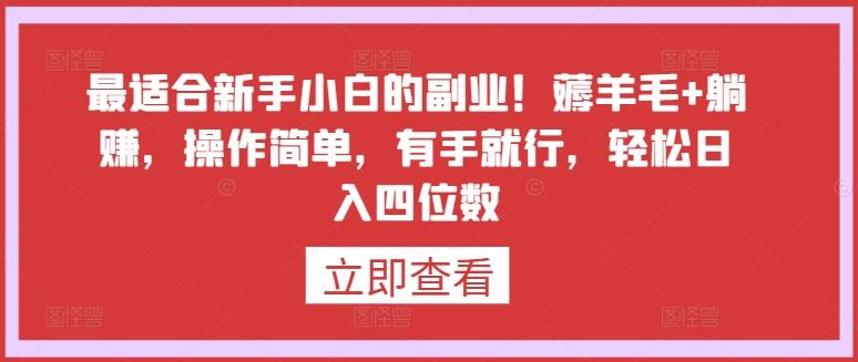 最适合新手小白的副业！薅羊毛+躺赚，操作简单，有手就行，轻松日入四位数【揭秘】-桀创项目掘金社