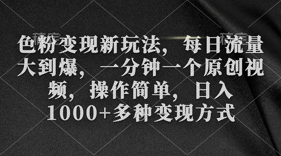 (9282期)色粉变现新玩法，每日流量大到爆，一分钟一个原创视频，操作简单，日入1…-桀创项目掘金社