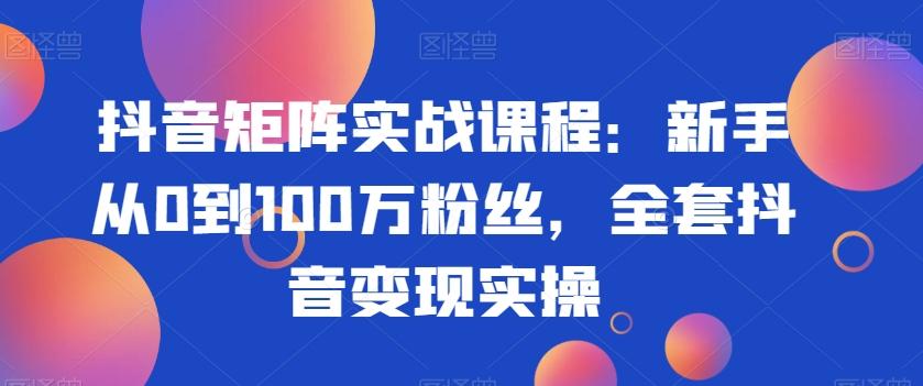 抖音矩阵实战课程：新手从0到100万粉丝，全套抖音变现实操-桀创项目掘金社